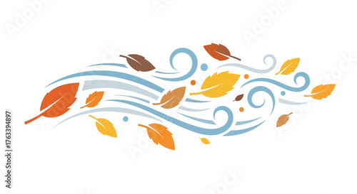 Autumn Leaves Blowing in the Wind.