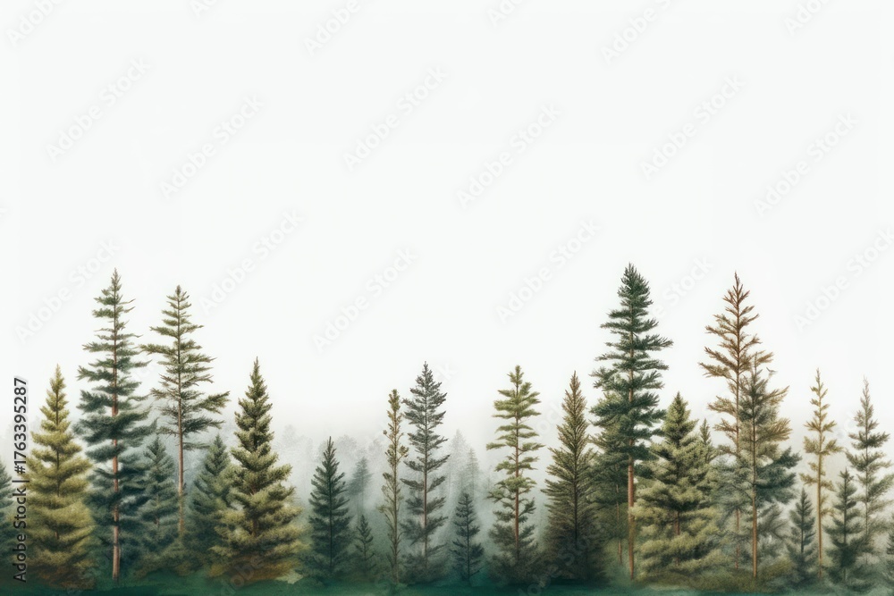 Fototapeta premium A pine tree border outdoors woodland nature.