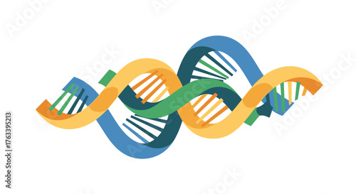 DNA Double Helix Structure with Green Ribbon Illustration.