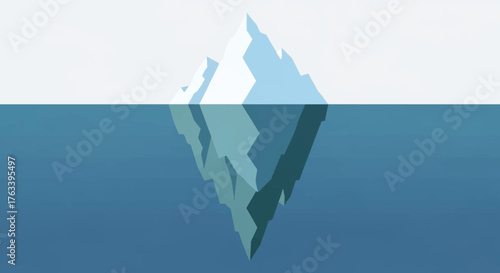 Iceberg Floating in Blue Water.