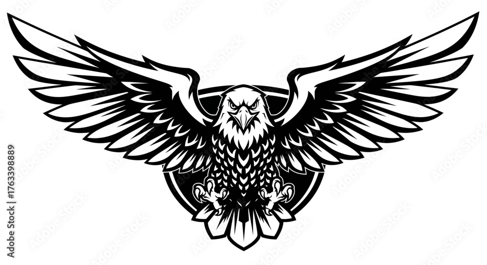 Fototapeta premium Majestic Bald Eagle with Spread Wings Vector Illustration.