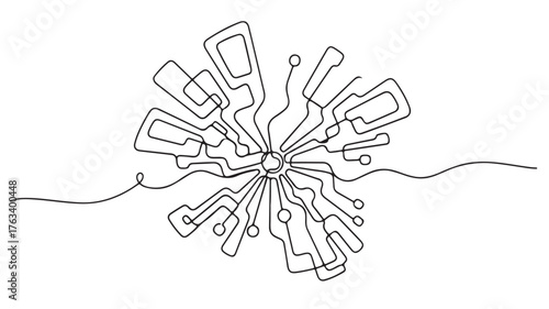 Abstract geometric pattern formed by continuous line art, symbolizing complexity and connection