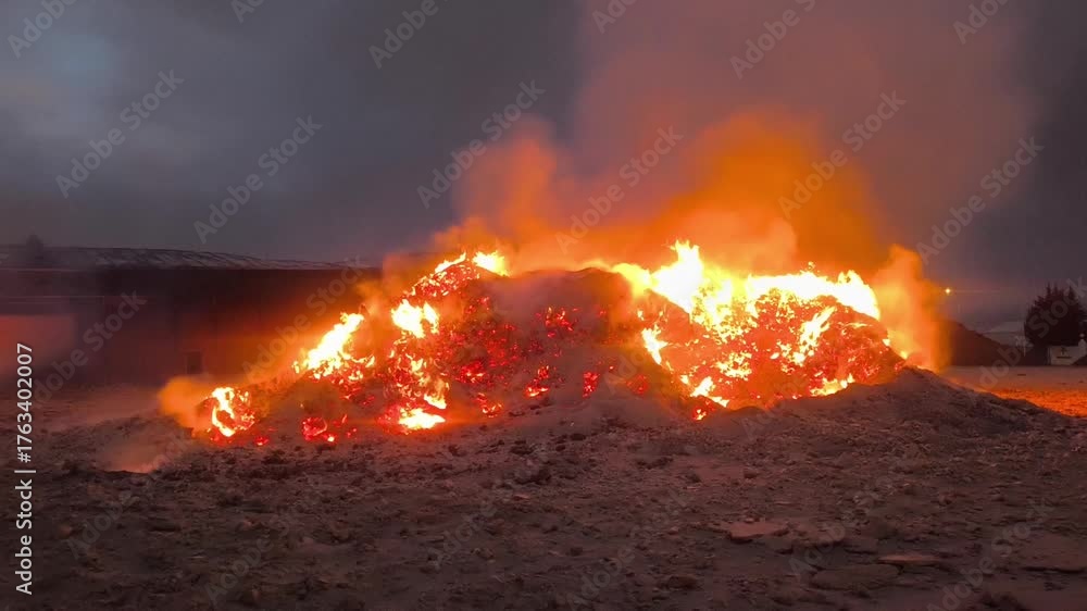 Rescoldos brillantes entre las llamas