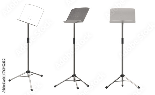 Fotografi Music stand isolated on white background in three different views
