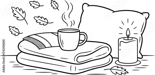 Cozy Winter Home Element Outline Icons