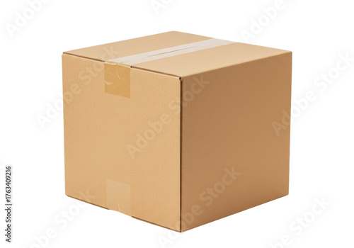 Isolated cardboard box ready to ship or pack for moving, packing goods, brown paper, delivery
