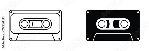 Cassette tape icons simple vector set. logo sign symbol set