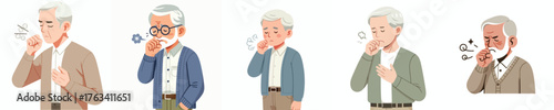vector of half body a grandfather coughing