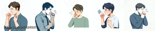 vector half body of a man coughing