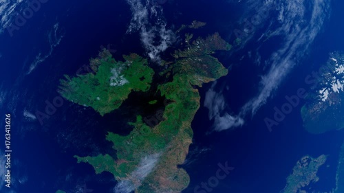 Scotland from Space. UK View from Space Orbit. Blue Planet Earth. Globe