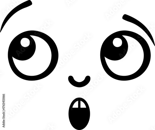 Design of surprised face looking