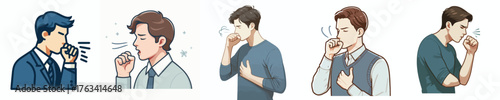 vector of half body a man coughing
