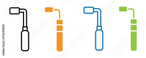 Modern dental instruments collection featuring a variety of dental tools and equipment in different color styles for professional dental care and hygiene concepts