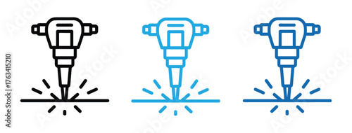 Hydraulic breaker icon line for web, mobile and infographics.