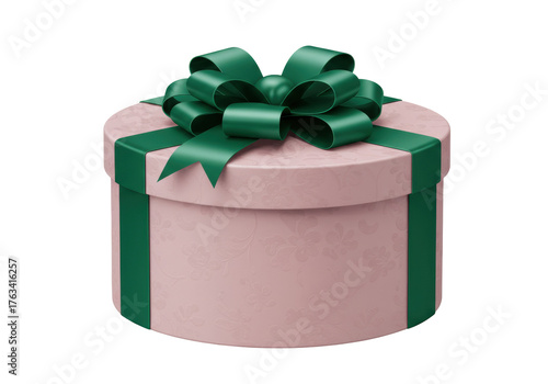 Isolated round present with a green bow ready for gift-giving at a birthday celebration
