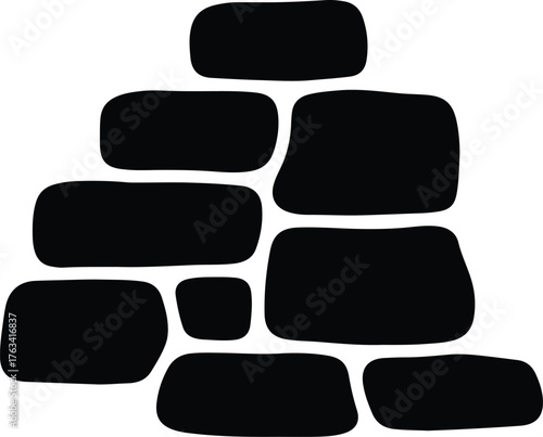 Vector simple stone wall rock formation silhouette Illustrator