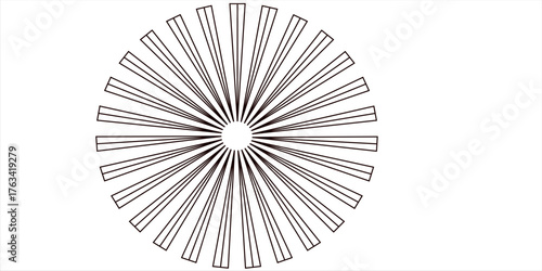 Set of Abstract Radial Circle Design Elements. Vector Art.