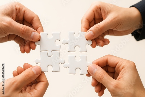 Collaborative puzzle solving team building in a modern office space for effective teamwork