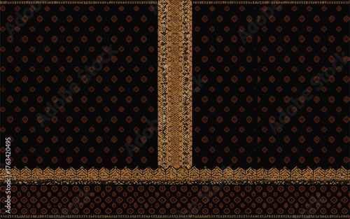 Traditional Indian Textile Pattern with Geometric Motifs and Vertical Border fabric