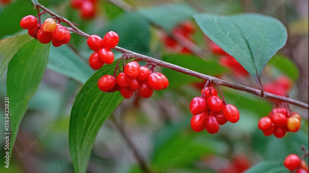 Fototapeta premium Bittersweet Vine. American False Bittersweet Berries on Cape Cod Branch