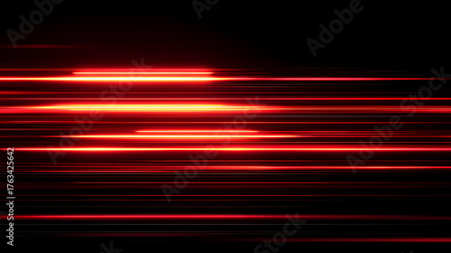 Abstract composition with streaks of red light on black background, showcasing speed, energy and movement