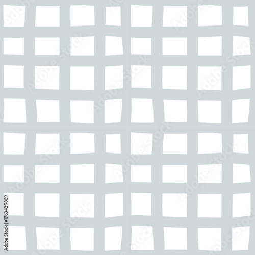 Abstract checkered seamless patten. Vector wavy groovy lines grey and white textured background. Hand drawn grid stripes print. Geometric cute plaid texture for fabric print, wallpaper, fashion design
