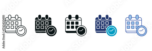 Schedule Icon Set Consisting of Multiple Styles Vector Illustration