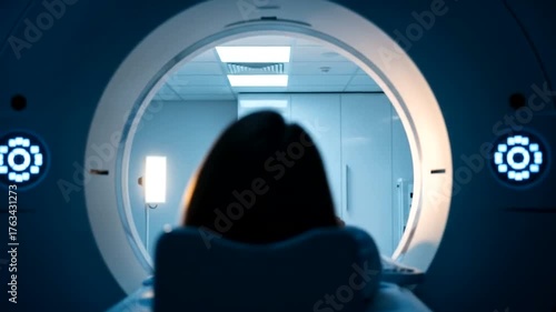 Patient undergoing a CT scan in a modern medical facility with staff nearby