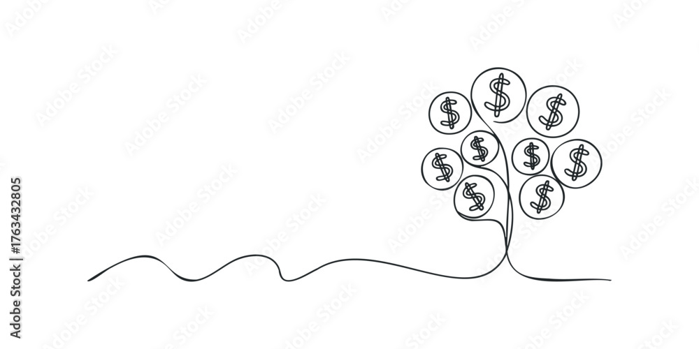 Obraz premium Money tree with dollar symbols on white background