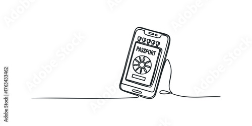 Mobile phone displaying a digital passport graphic