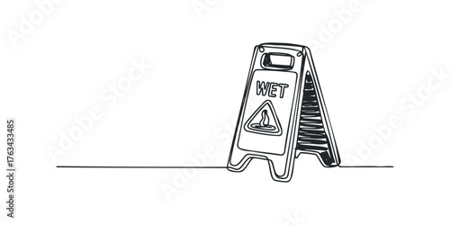 Wet floor caution sign drawing