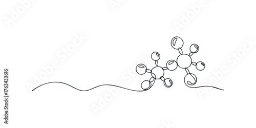 Abstract atomic structure with connected spheres and lines