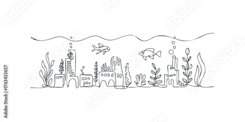 Underwater world with fish and plants