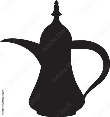 Silhouette of Traditional Arabic Dallah Coffee Pot – Symbol of Hospitality and Cultural Heritage
