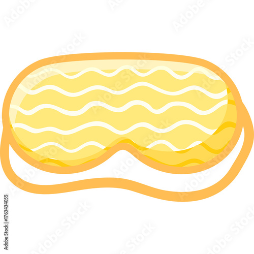 A Yellow Sleeping Mask With A Wavy Pattern And An Orange Strap Isolated On A Transparent Background Perfect For Sleep And Relaxation