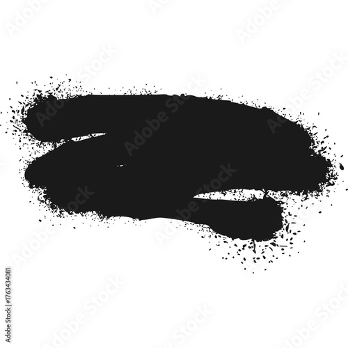 Abstract Black Spray Paint Brush Stroke on Transparent Background
