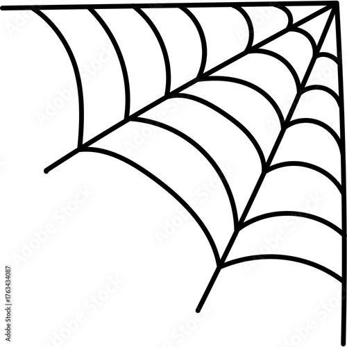 Abstract Black Spiderweb Corner Graphic Design Element With Transparent Background And White Space For Text And Copy