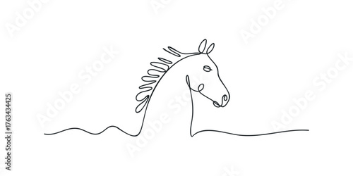 Minimalist horse head profile line art