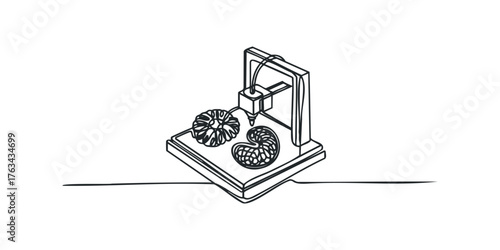 Additive manufacturing machine creating intricate spiral objects