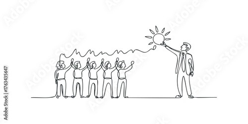 Leader shares sun with uplifted group