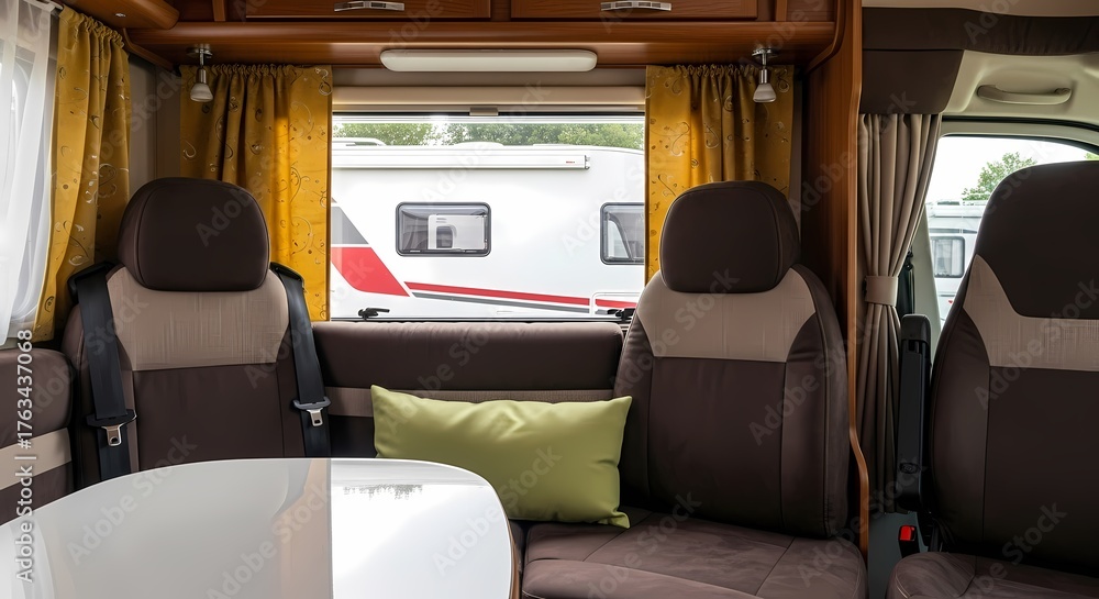 Fototapeta premium Cozy Interior of a Modern Recreational Vehicle Ready for Travel and Adventure