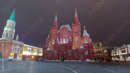 The State Historical Museum of Russia timelapse hyperlapse. Located between Red Square and Manege Square in Moscow