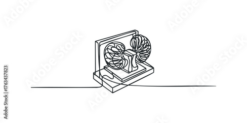 Abstract continuous line drawing of biological kidneys