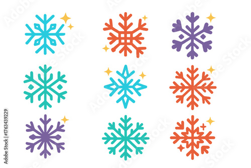 Winter silhouette icon set. featuring snowflakes, stars, holiday, and seasonal symbols