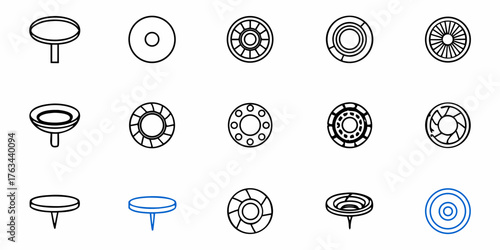 Explore a Collection of Linear Pushpin and Circular Designs for Creative Projects, Perfect for UI Elements and Graphic Design, Adding a Modern Touch to Your Work