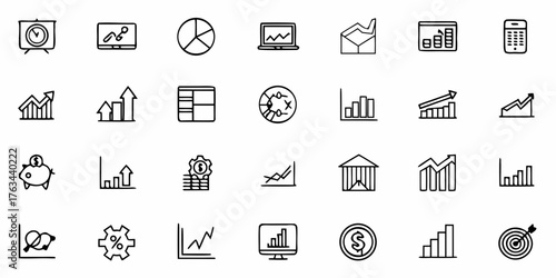 Explore a dynamic collection of outline icons illustrating business growth, financial strategy, and data analytics for innovative projects, perfect for conveying success and planning