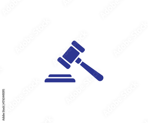 Symbolic gavel and block representing legal judgment, justice, auction, and decision making in a clean, modern icon style