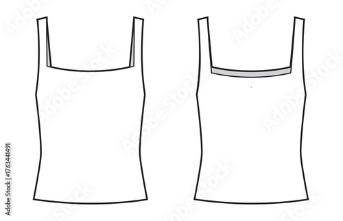 Women's tank top square neck fashion illustration