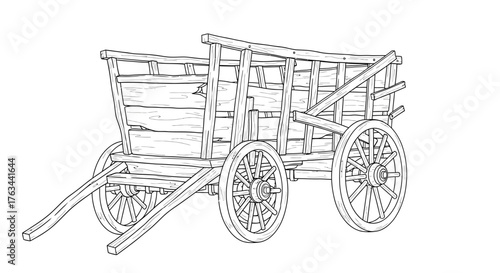 Simple Rickety Wagon Coloring Sheet for Kids Fun Old Time Transport Activity