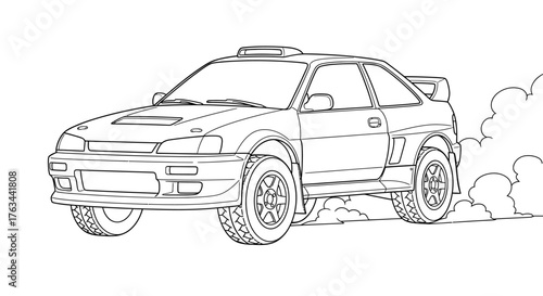 Fun Rally Car Coloring Sheet for Kids Off-Road Racing Vehicle Activity Art